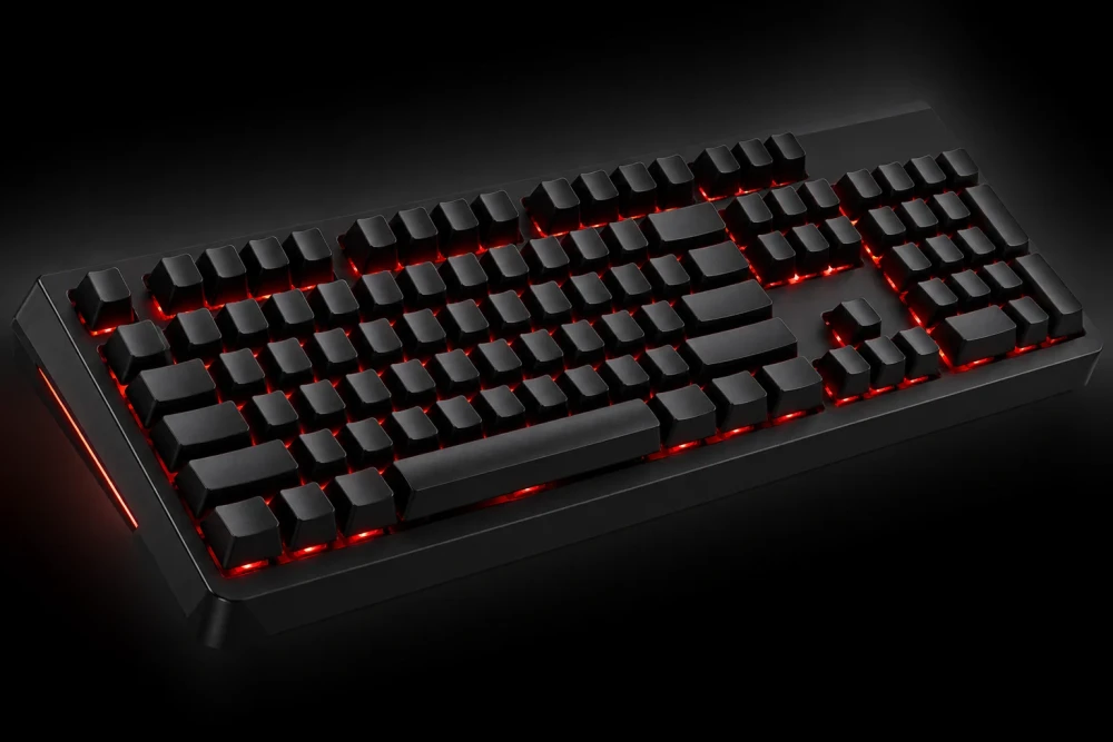 Mechanical gaming keyboard with red backlighting